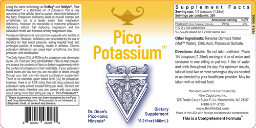 Pico Potassium - Kaliumoplossing | Dr Dean's Pico-ion Vloeibaar Kalium - 480ml